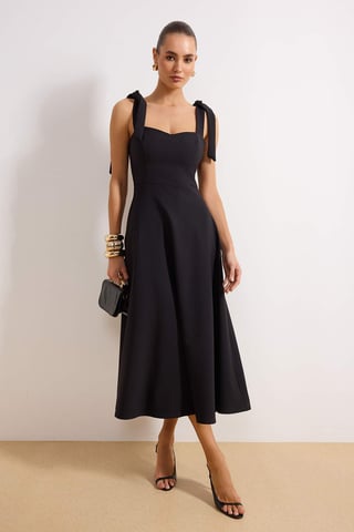 TRENDYOLMİLLA Women's Black Plain Maxi Sleeveless Stylish/Night Skater Dresses