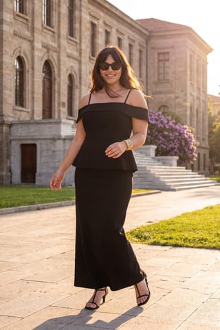 Trendyol Curve Women's Black Plain Maxi Sleeveless Stylish/Night A-line Plus Size Dress