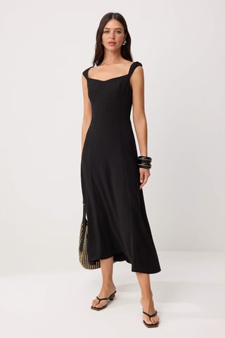 TRENDYOLMİLLA Women's Black Plain Maxi Sleeveless Slip Dresses