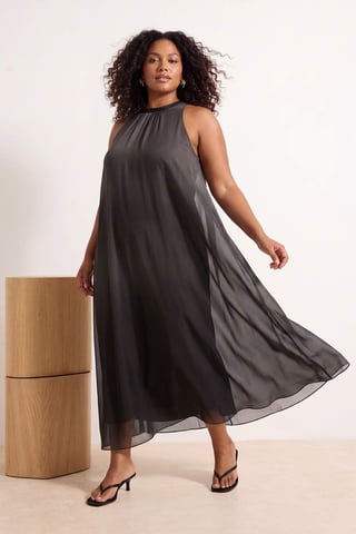 Trendyol Curve Women's Green Tie-dye print Maxi Sleeveless Casual A-line Plus Size Dress