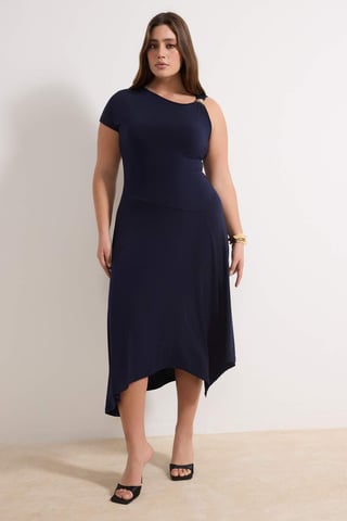 Trendyol Curve Women's Dark blue Plain Maxi Sleeveless Evening / Daily A-line Plus Size Dress