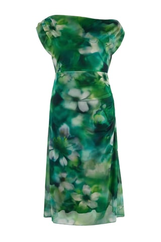 Trendyol Curve Women's Green Floral Midi Sleeveless Casual A-line Plus Size Dress