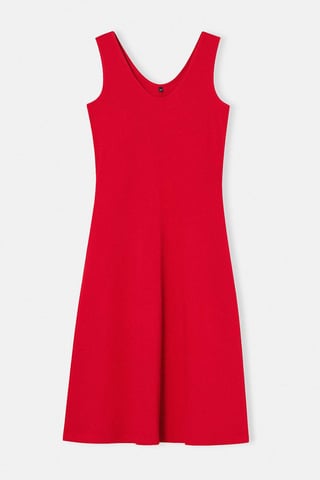 Trendyol Curve Women's Red Plain Midi Sleeveless Casual A-line Plus Size Dress