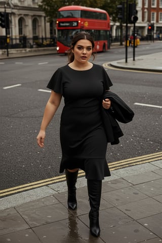 Trendyol Curve Women's Black Plain Midi Short Evening / Daily Bodycon Plus Size Dress