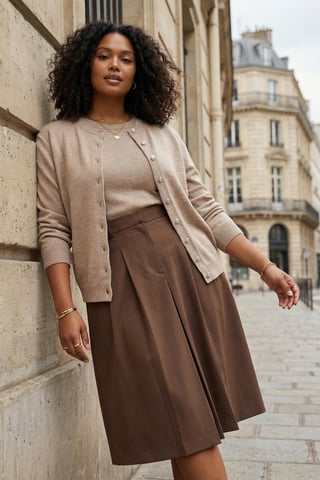 Trendyol Curve Women's Beige Plain Long Regular fit Plus Size Cardigans
