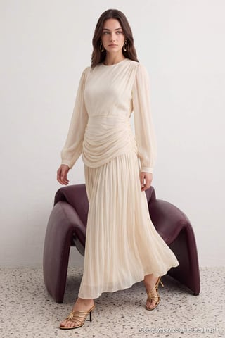 Trendyol Modest Women's Ecru Plain Maxi Long Stylish/Night Skater Modest Evening Dresses