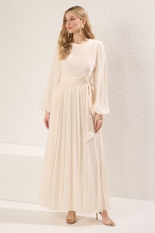 Trendyol Modest Women's Ecru Plain Maxi Long Stylish/Night Skater Modest Evening Dresses