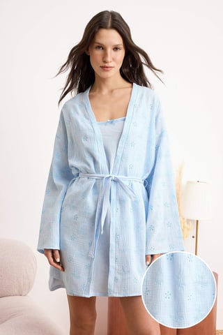 TRENDYOLMİLLA Women's 2 Pack Blue Plain Dressing Gowns