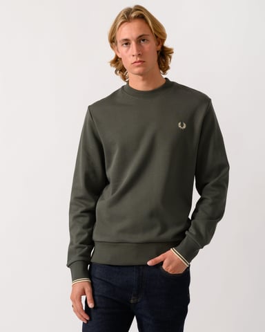 Regular Fit Long Sleeve Sweatshirt in Olive