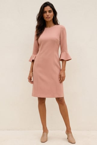 Modern Bell-Cuff Shift Dress