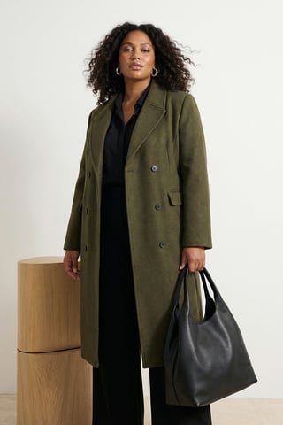 Trendyol Curve Dam Khaki Enfärgad Lång Regular fit Plus size Kappor