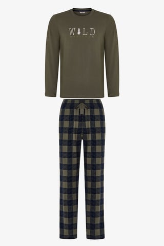 Men's Wild Attitude Plaid Long Sleeve Pajama Set