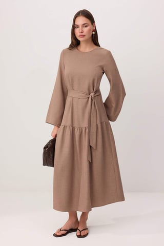 Trendyol Modest Women's Brown Plain Maxi Long Casual A-line Modest Dresses