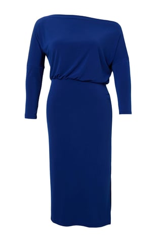 Trendyol Curve Women's Blue Plain Maxi Long Casual Bodycon Plus Size Dress