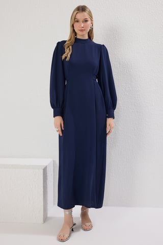 Trendyol Modest Women's Dark blue Plain Maxi Long Casual Shift Modest Dresses