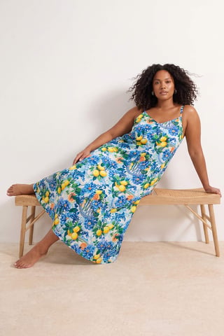 Trendyol Curve Women's Multicolor Plain Maxi Sleeveless Beachwear A-line Plus Size Dress