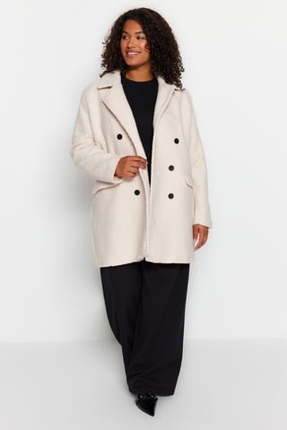 Trendyol Curve Women's Gray Plain Long Regular fit Plus Size Coats