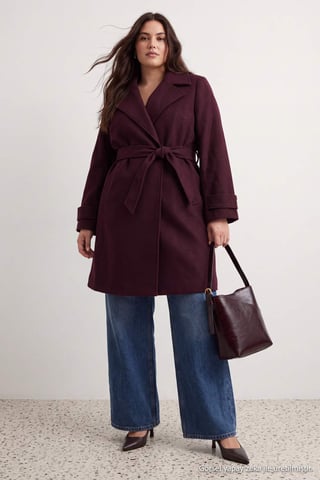 Trendyol Curve Women's Purple Plain Long Regular fit Plus Size Coats