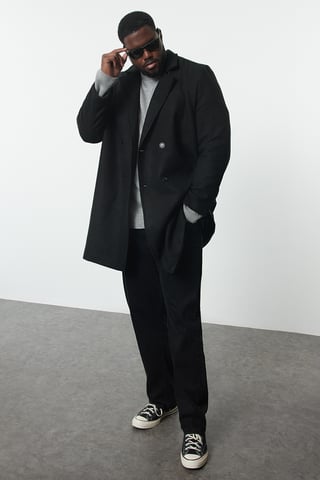 TRENDYOL MAN Men's Black Plain Regular fit Coats