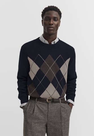 Bugatti Herren Pullover Rundhals Wollmix Mouline