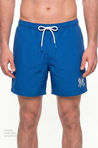 Men's Tennis Club Slogan Pattern Swim Shorts