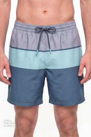 Men's Mindful Colour Block Striped Swim Shorts