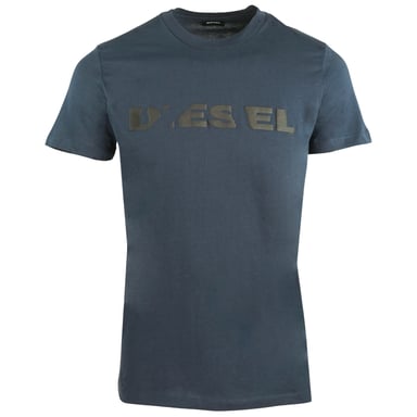 Diesel T-Diego-Brok marineblauw T-shirt met gescheurd logo