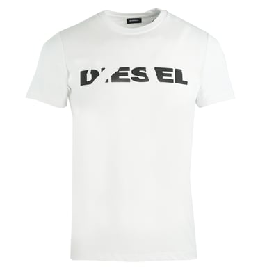 Diesel T-Diego-Brok Ripped Logo White T-Shirt
