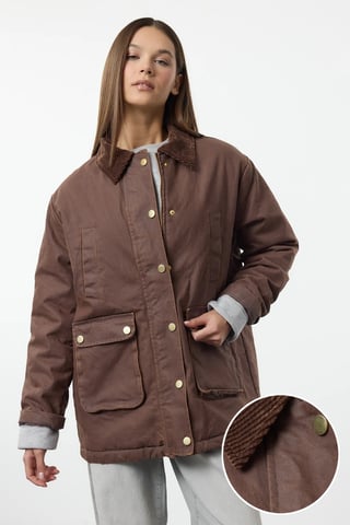 TRENDYOLMİLLA Women's Brown Plain Long Regular fit Winter Jackets