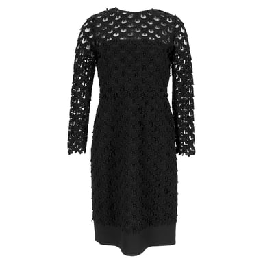 Valentino Lace Pattern Midi Length Dress in Black Cotton