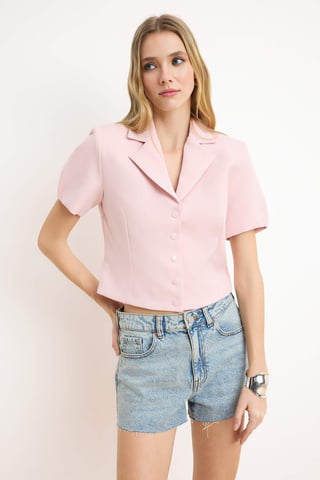 TRENDYOLMİLLA Women's Pink Plain Short Fitted Blazers
