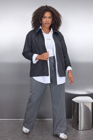 Trendyol Curve Women's Gray Plain Long Regular fit Plus Size Blazers