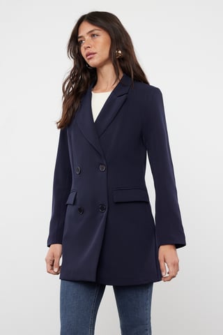 Trendyol Modest Women's Dark blue Plain Long Regular fit Modest Blazers