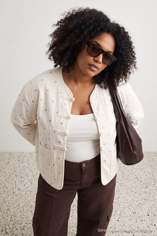 Trendyol Curve Women's Ecru Heart Long Regular fit Plus Size Blazers