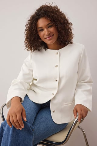 Trendyol Curve Dam Ecru Enfärgad Lång Regular fit Plus size Kavajer