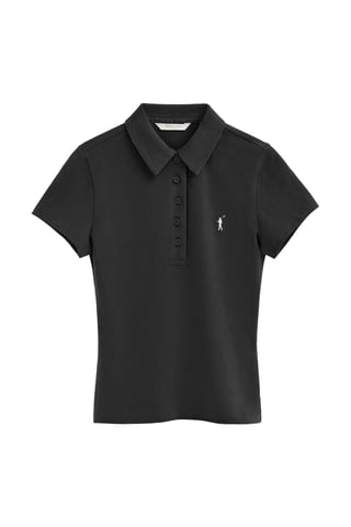 Zwarte polo met korte mouwen, slim fit en geborduurd Rigby Go-logo