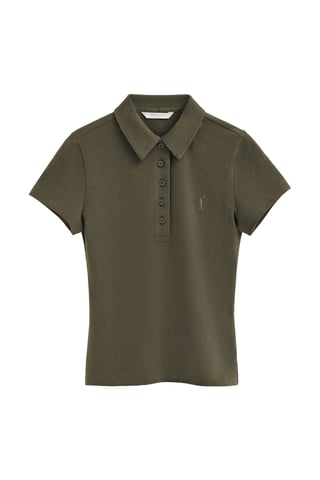 Legergroene polo met korte mouwen, slim fit en geborduurd Rigby Go-logo