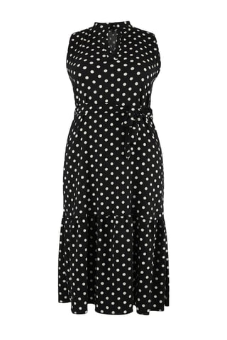 Trendyol Curve Women's Multicolor Geometric pattern Midi Sleeveless Casual A-line Plus Size Dress