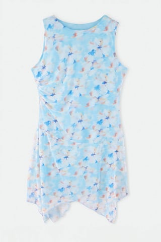 Trendyol Curve Women's Multicolor Floral Midi Sleeveless Casual A-line Plus Size Dress