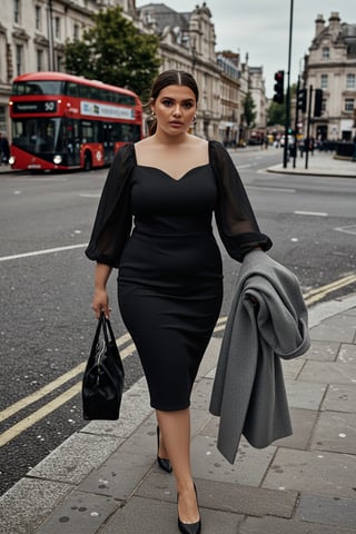 Trendyol Curve Women's Black Plain Midi Long Stylish/Night Bodycon Plus Size Dress