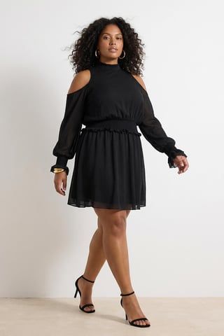 Trendyol Curve Women's Black Animal print Midi Long Evening / Daily A-line Plus Size Dress