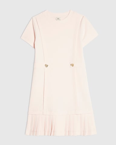 River Island Girls Dress Pink Premium Pleated Hem