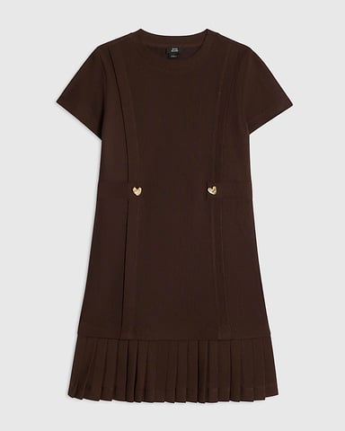River Island Meisjesjurk Bruin met Premium geplooide zoom