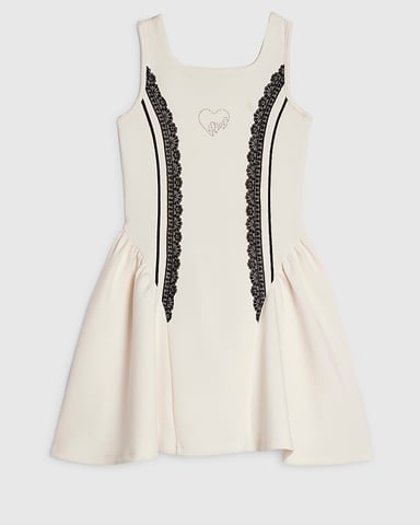 River Island Girls Dress Cream Premium Prom Lace Sleeveless