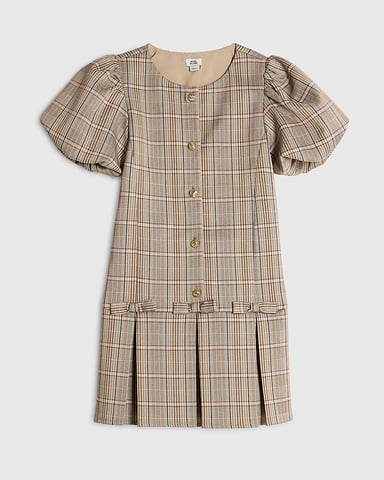 River Island Meisjesjurk Bruin Ruitpatroon Geplooide zoom met strik