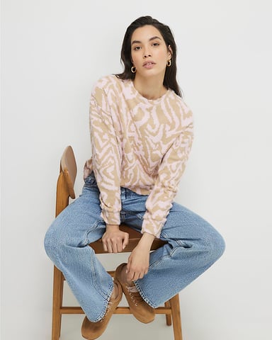River Island Dames Top Roze Lange mouwen Zebraprint Zacht