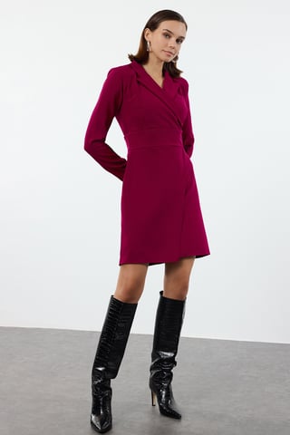 TRENDYOLMİLLA Women's Purple Plain Short / Mini Long Business Blazer dress Dresses