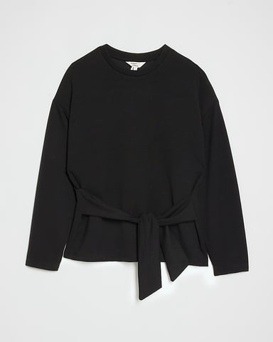 River Island Dames top Petite Zwart Premium met strikdetail aan de voorkant