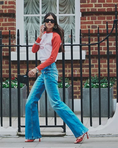 River Island Dames Flared Jeans Blauw High Waist Relaxed