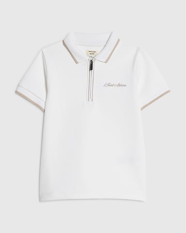 River Island Mini jongenspoloshirt Wit met structuur en kwartrits
